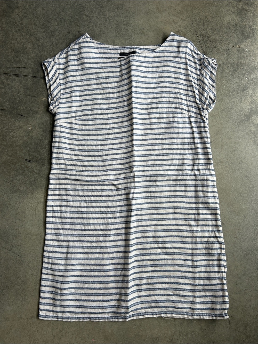 Tahari Blue and White Striped Linen Dress